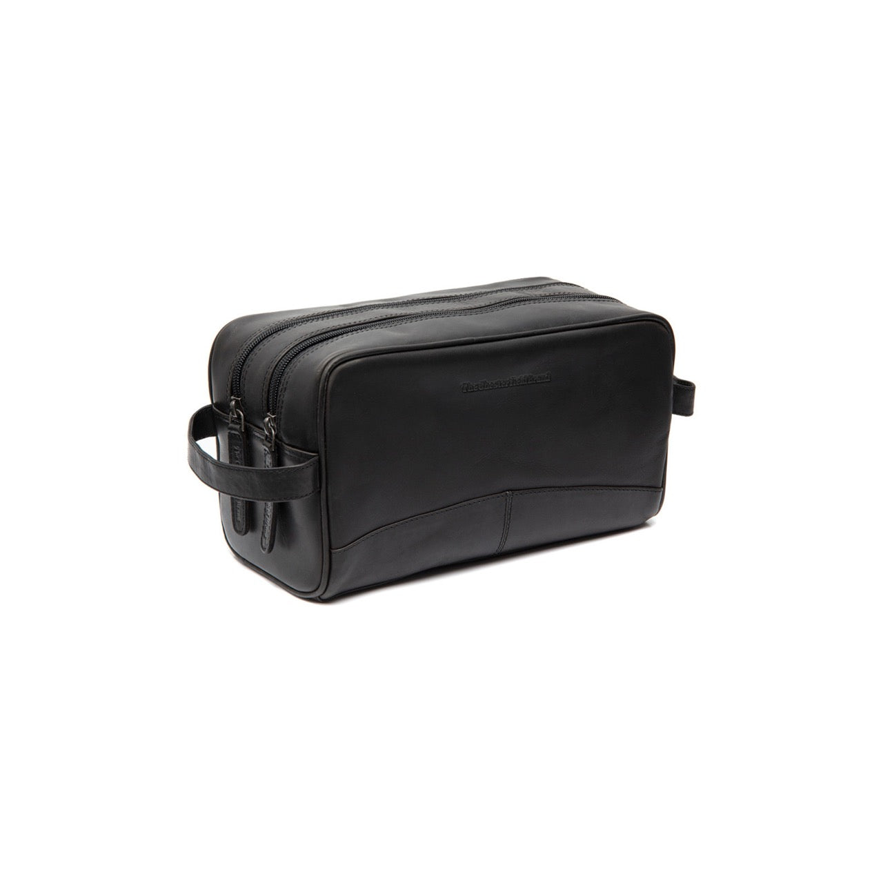 Black Leather Toiletry Bag Stacey, front view