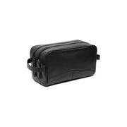 Black Leather Toiletry Bag Stacey, front view