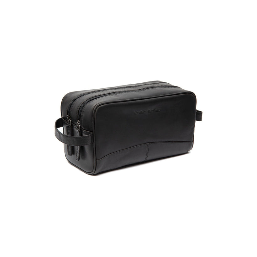 Black Leather Toiletry Bag Stacey, front view
