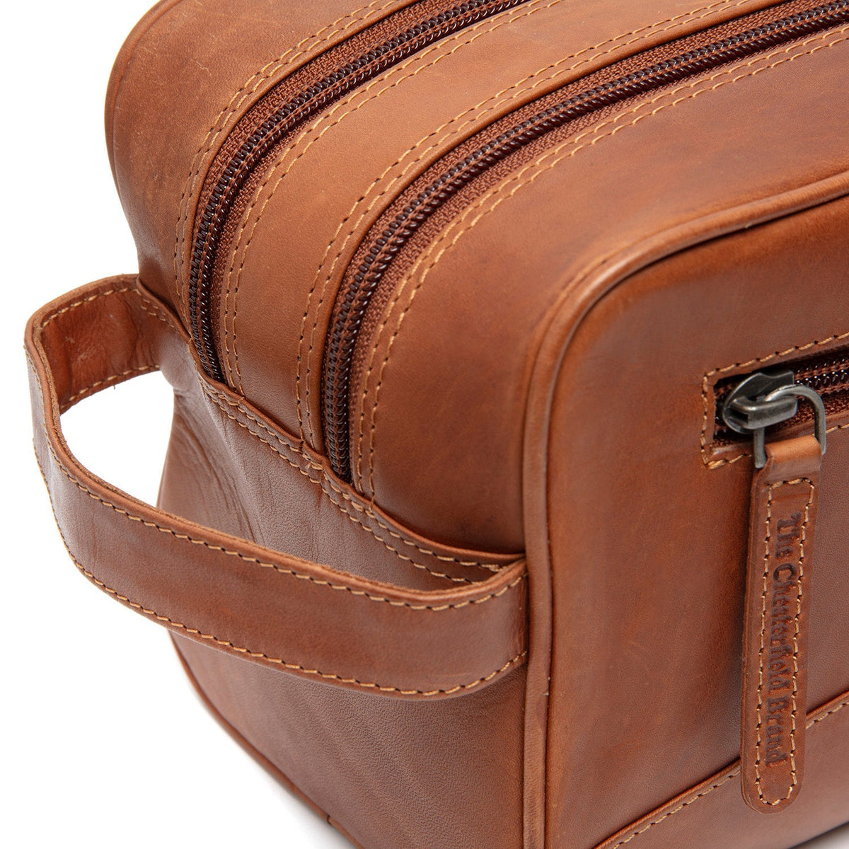 Cognac Leather Toiletry Bag Stacey, detail view 1