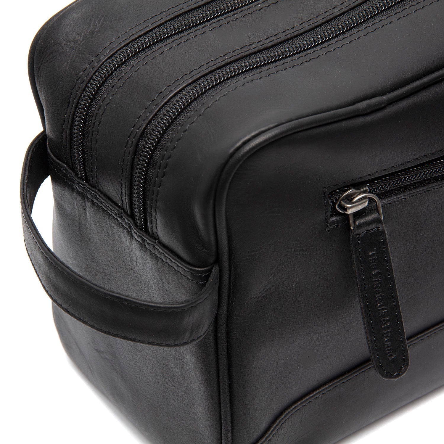Black Leather Toiletry Bag Stefan, detail view 3