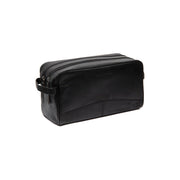 Black Leather Toiletry Bag Stefan, front view