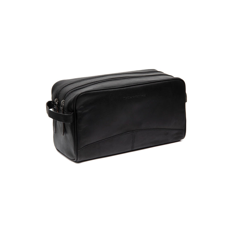 Black Leather Toiletry Bag Stefan, front view