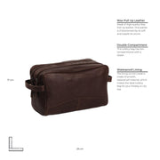 Brown Leather Toiletry Bag Stefan, detail view 6