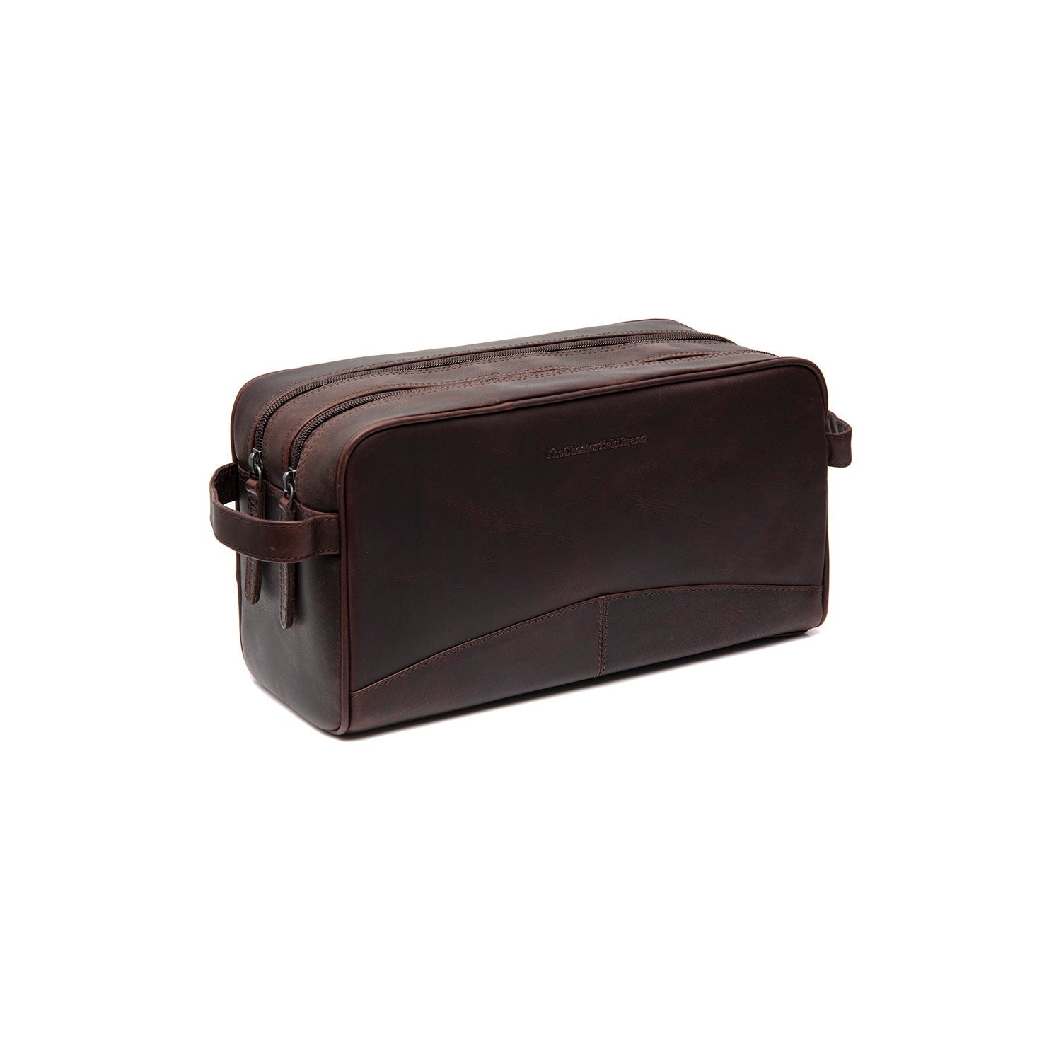 Brown Leather Toiletry Bag Stefan, front view