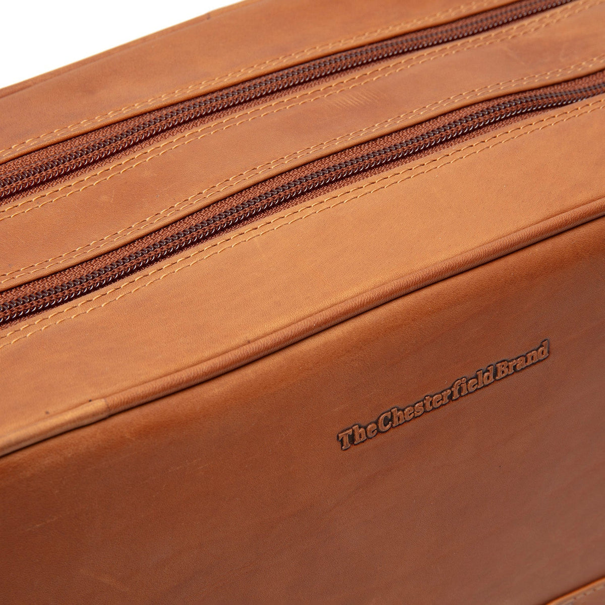Cognac Leather Toiletry Bag Stefan, detail view 1