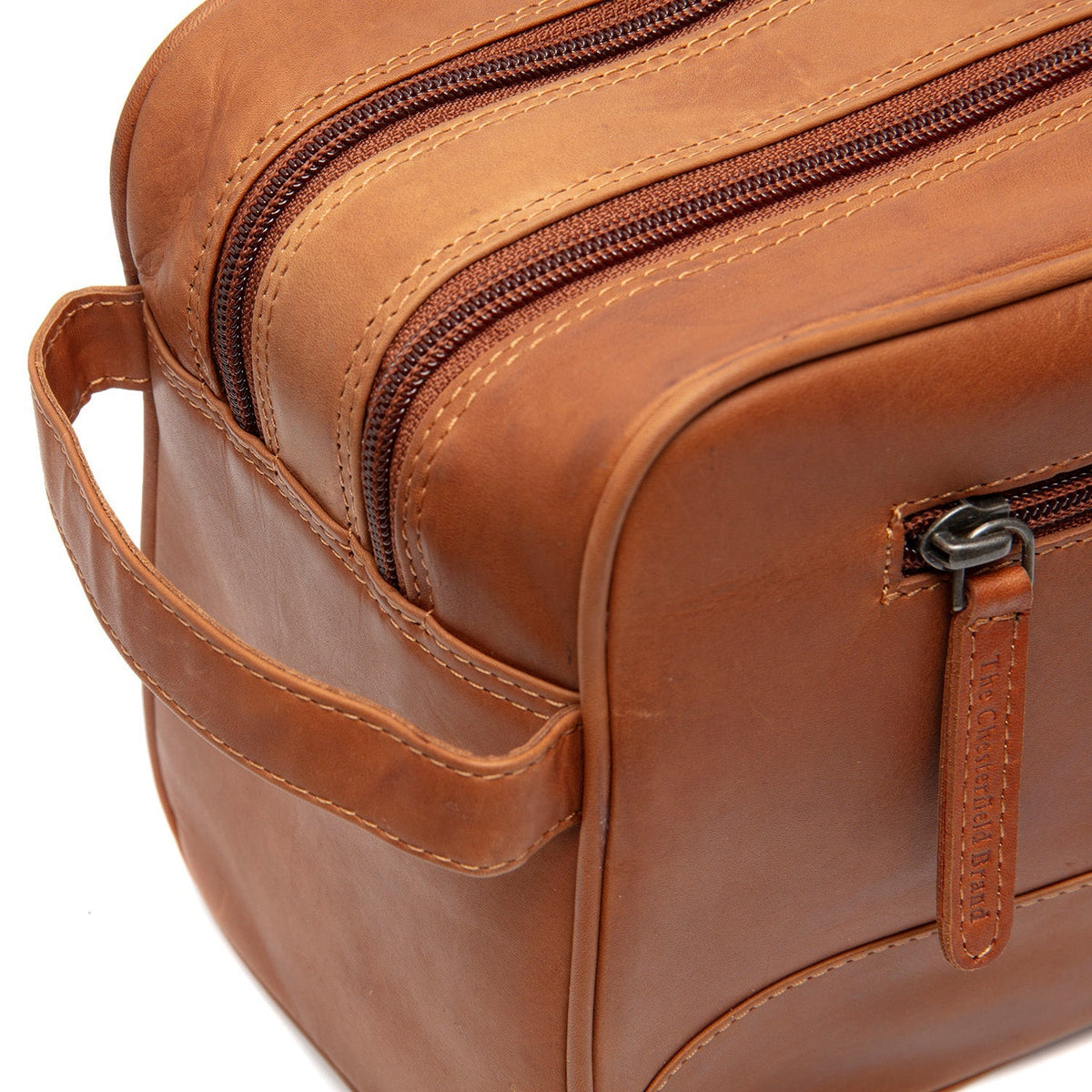 Cognac Leather Toiletry Bag Stefan, detail view 3