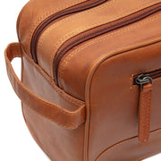 Cognac Leather Toiletry Bag Stefan, detail view 3