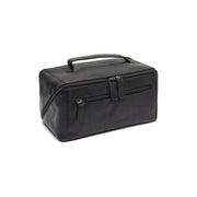 Black Leather Toiletry Bag Trevia, front view