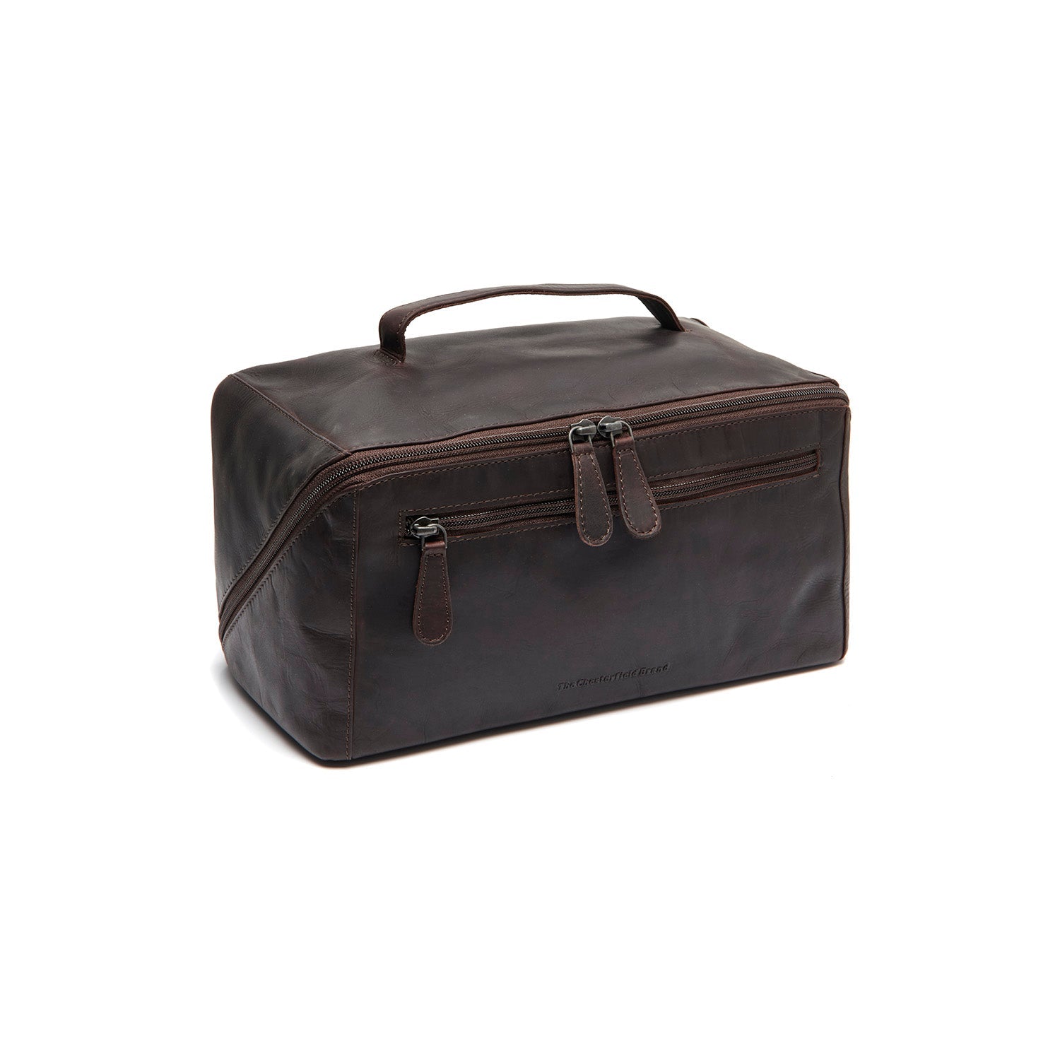 Brown Leather Toiletry Bag Trevia, front view