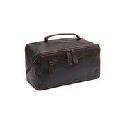 Brown Leather Toiletry Bag Trevia, front view