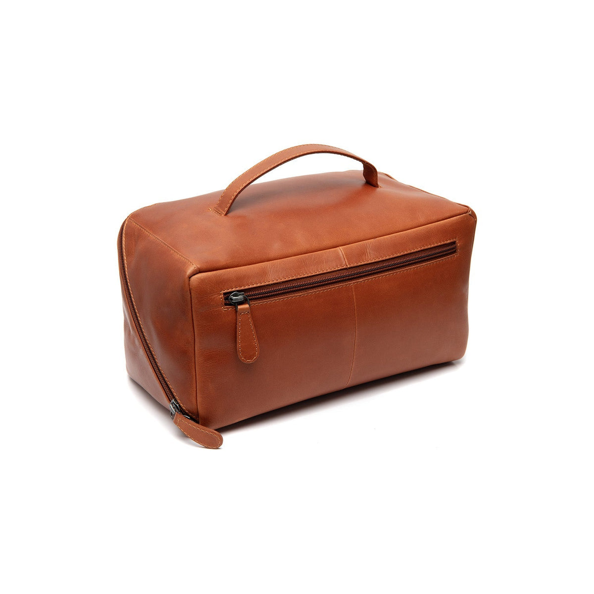 Cognac Leather Toiletry Bag Trevia, detail view 6