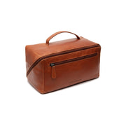 Cognac Leather Toiletry Bag Trevia, front view