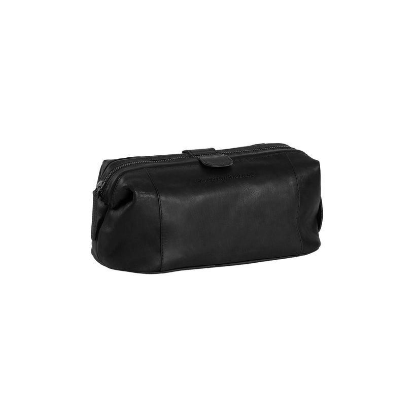 Black Leather Toiletry Bag Vince, front view