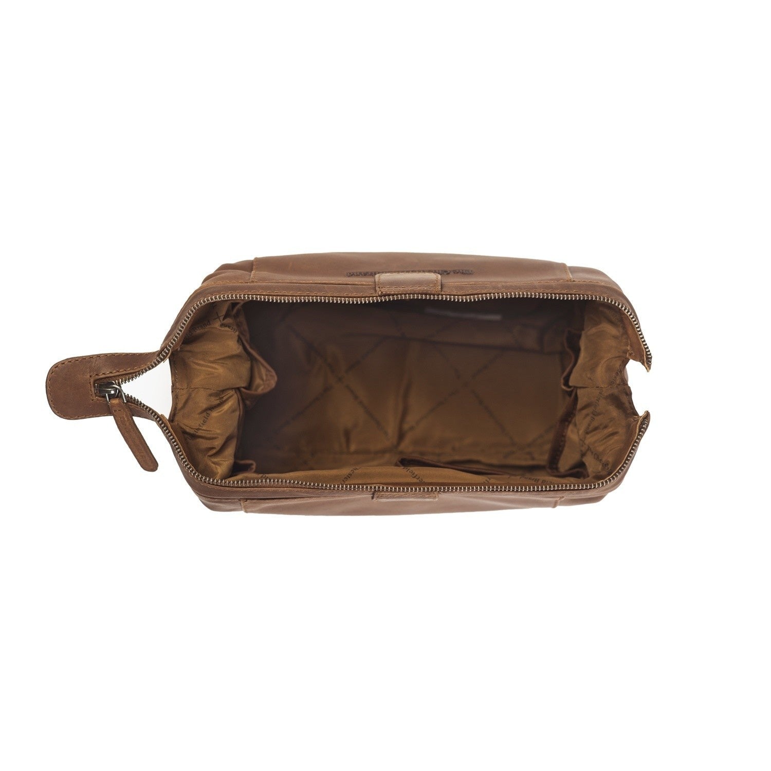 Cognac Leather Toiletry Bag Vince, detail view 3