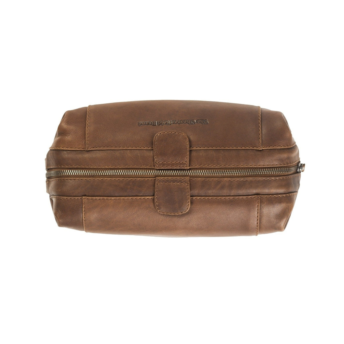 Cognac Leather Toiletry Bag Vince, detail view 5