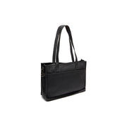 Black Leather Tote Bag Adana, front view