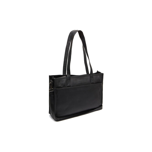Black Leather Tote Bag Adana, front view