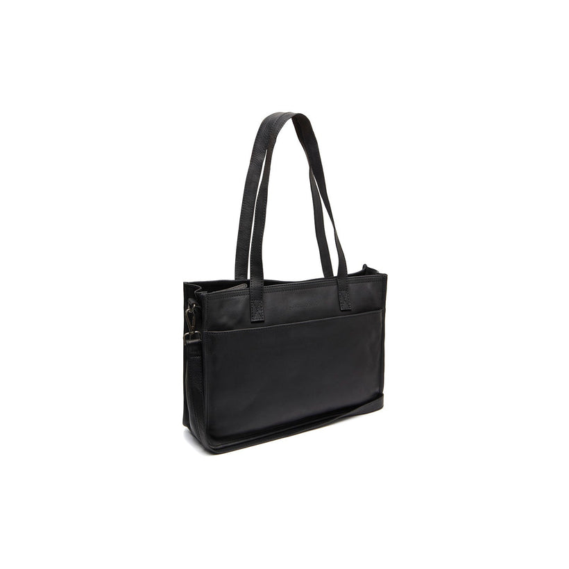 Black Leather Tote Bag Adana, front view