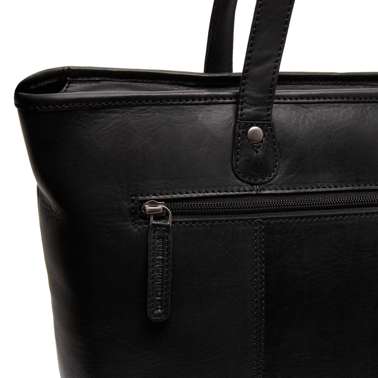 Black Leather Tote Bag Astano, detail view 4