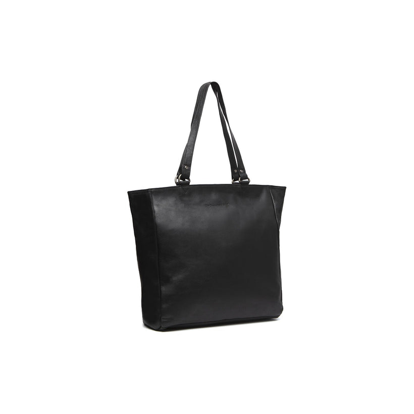 Black Leather Tote Bag Berlin, front view