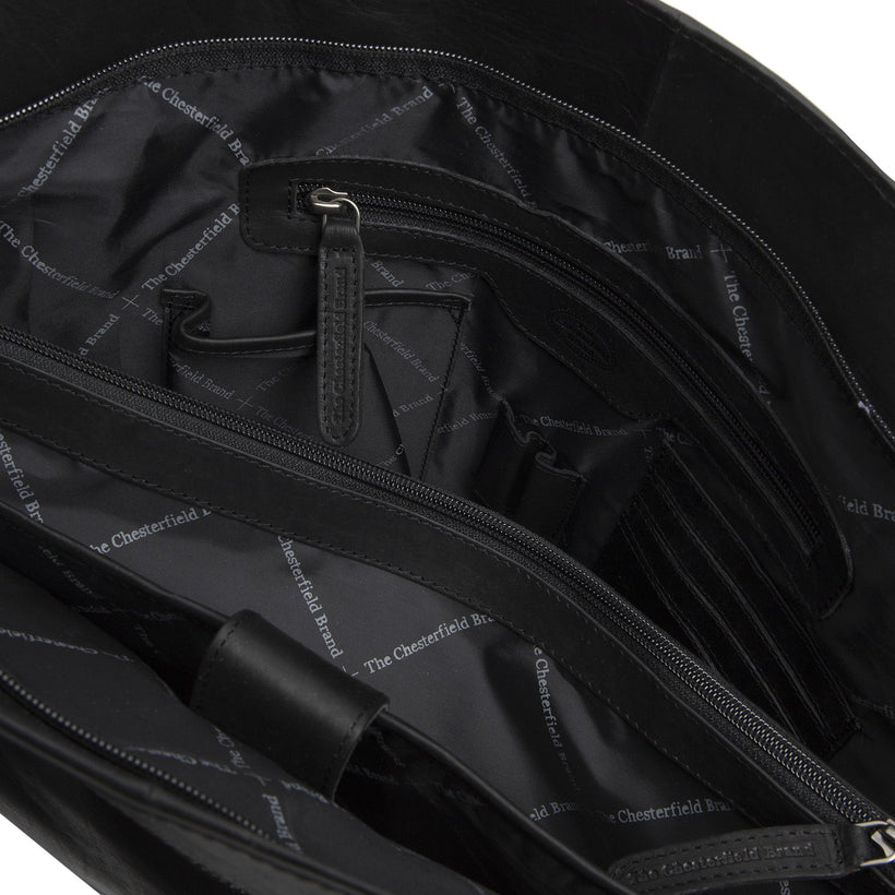 Black Leather Tote Bag Berlin, front view