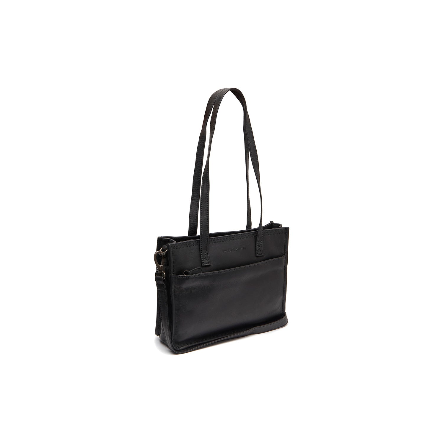 Black Leather Tote Bag Estella, front view