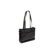 Black Leather Tote Bag Estella, front view