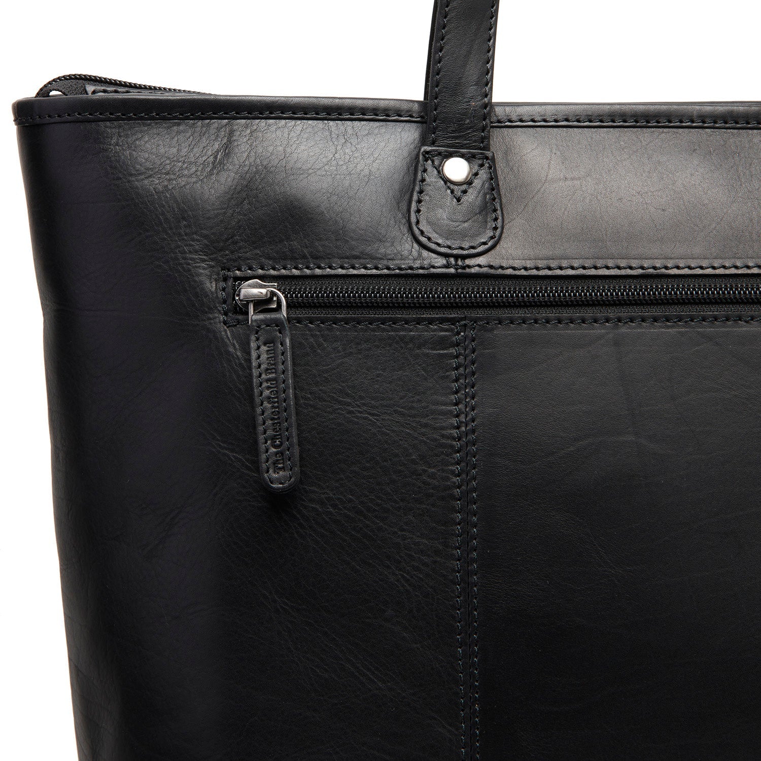 Black Leather Tote Bag Ferrera, detail view 5
