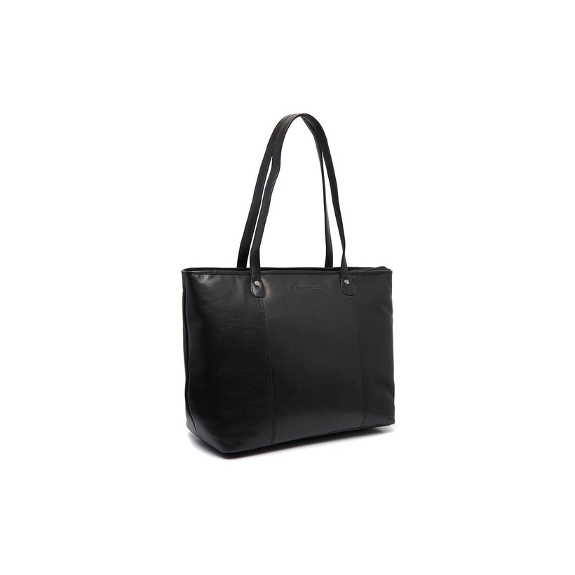 Black Leather Tote Bag Ferrera, front view