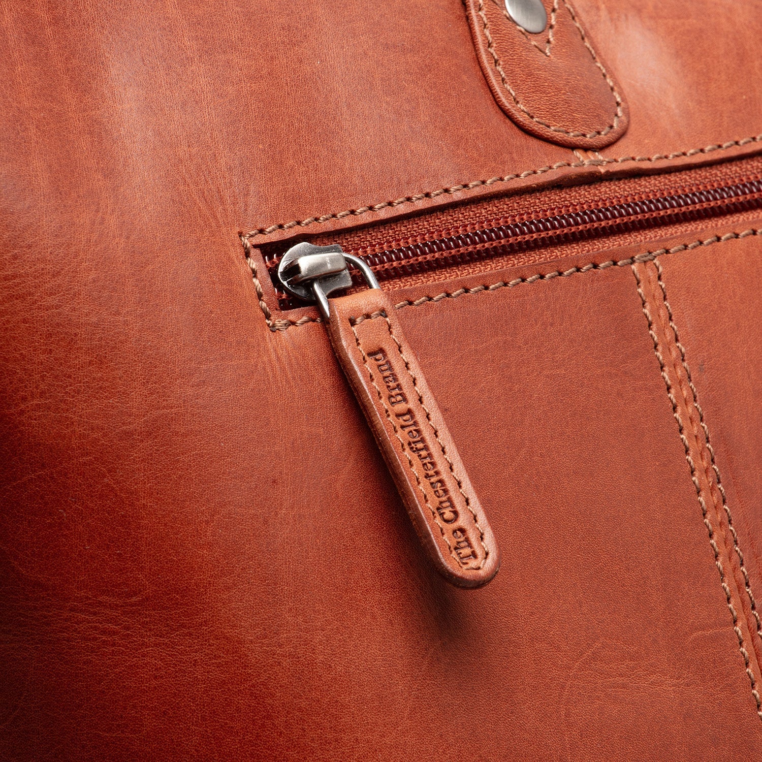 Cognac Leather Tote Bag Ferrera, detail view 5