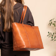 Cognac Leather Tote Bag Ferrera, product view 2