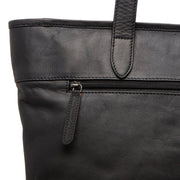 Black Leather Tote Bag Monza, detail view 3