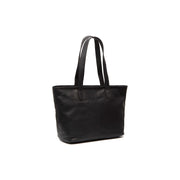 Black Leather Tote Bag Monza, front view