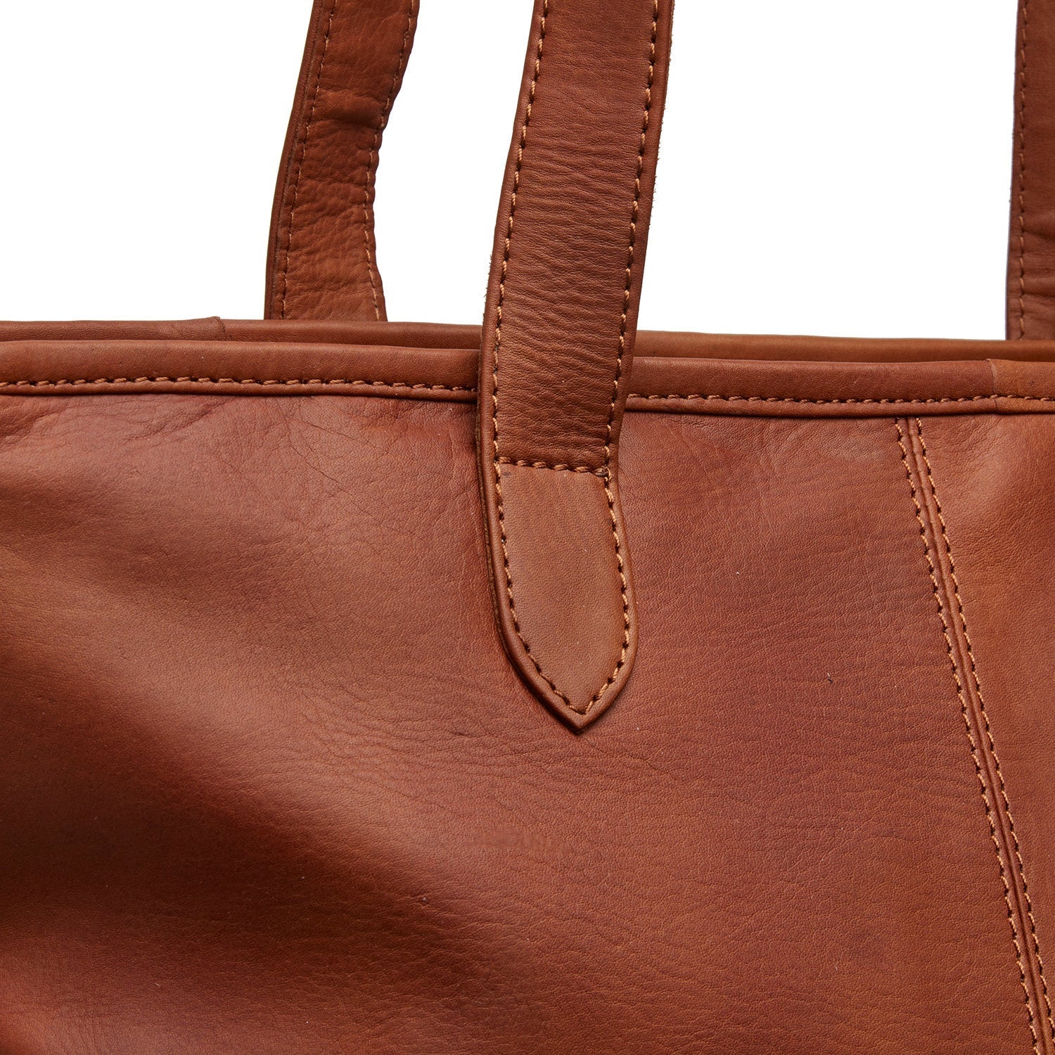 Cognac Leather Tote Bag Monza, detail view 3