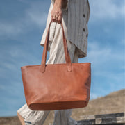 Cognac Leather Tote Bag Monza, product view 2