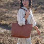 Cognac Leather Tote Bag Monza, product view 3