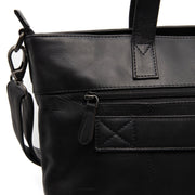 Black Leather Tote Bag Osira, detail view 4