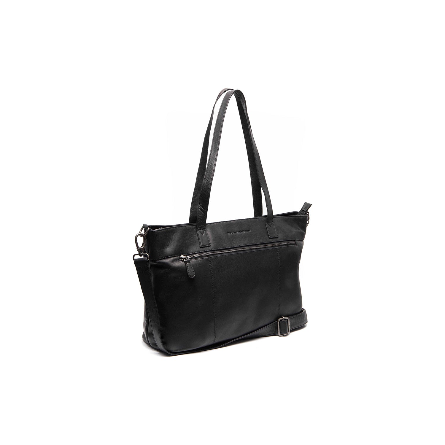 Black Leather Tote Bag Osira, front view