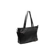 Black Leather Tote Bag Osira, front view