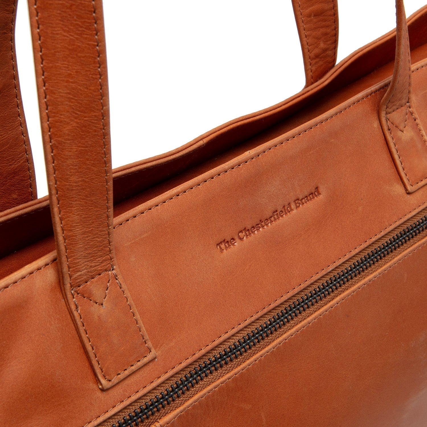 Cognac Leather Tote Bag Osira, product view 2