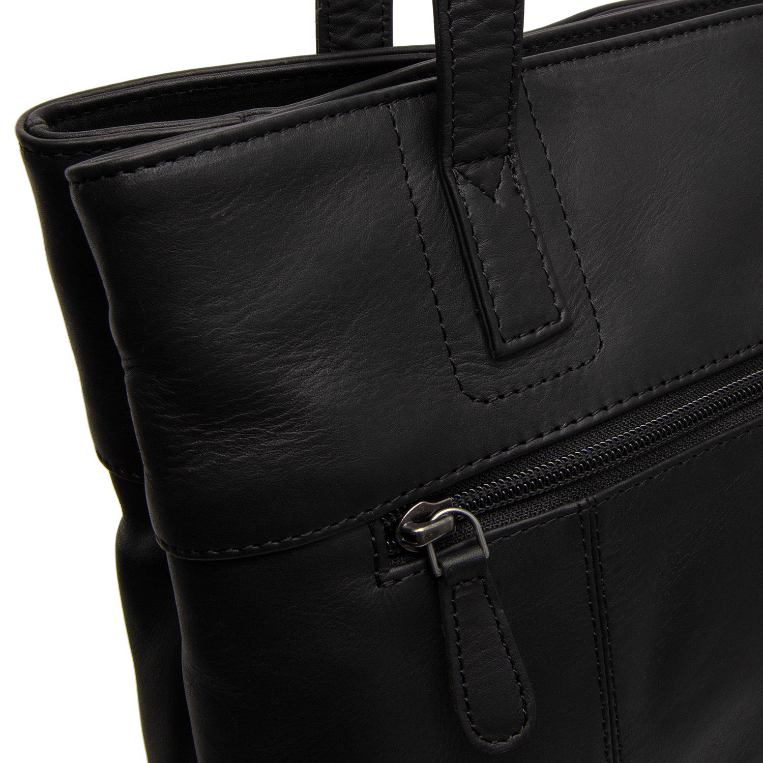 Black Leather Tote Bag Solvia, detail view 3