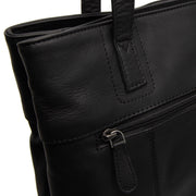 Black Leather Tote Bag Solvia, detail view 3