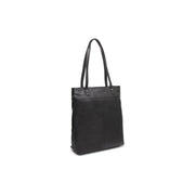 Black Leather Tote Bag Solvia, front view