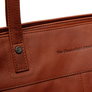 Cognac Leather Tote Bag Solvia, detail view 1