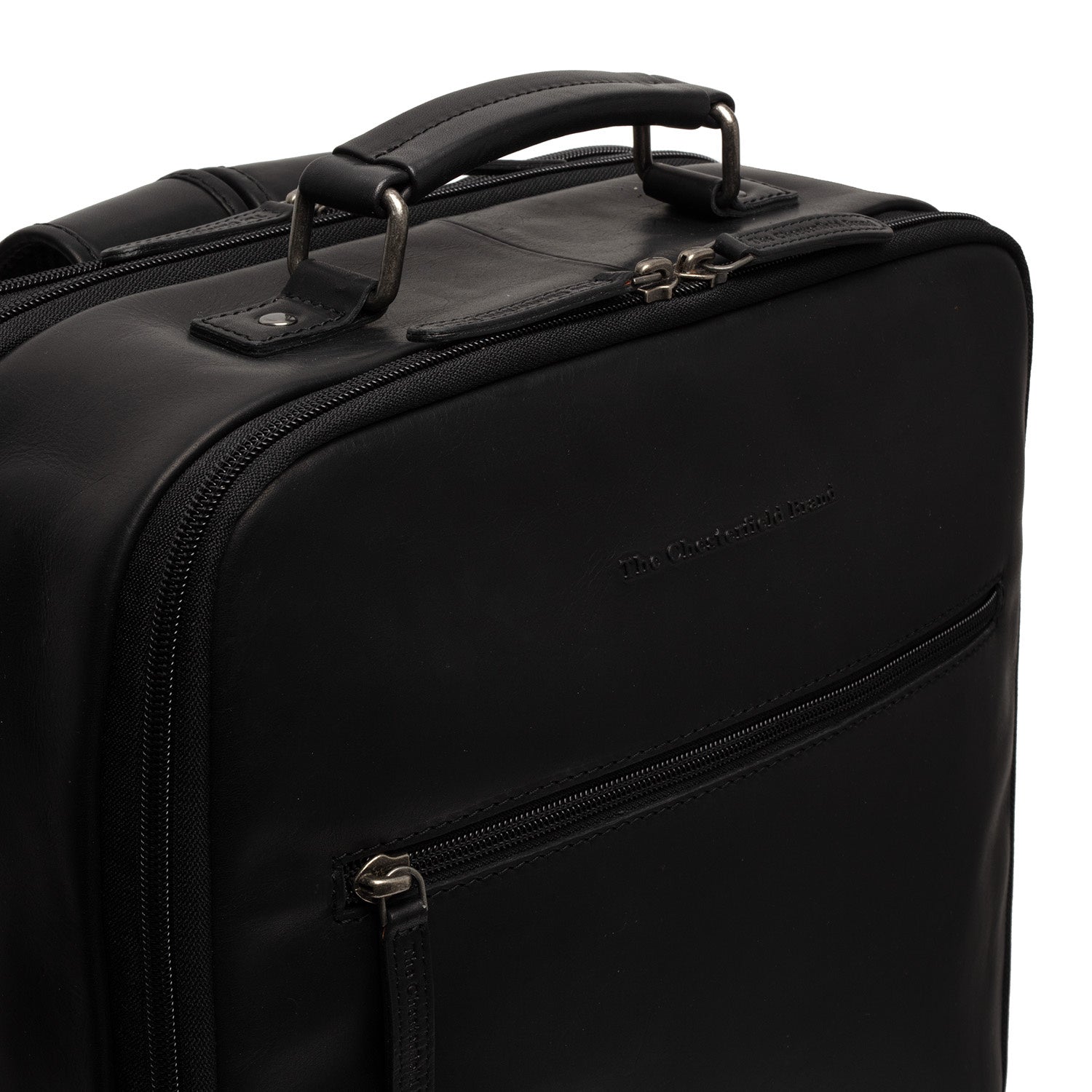 Black Leather Travel Backpack Jamaica, detail view 3