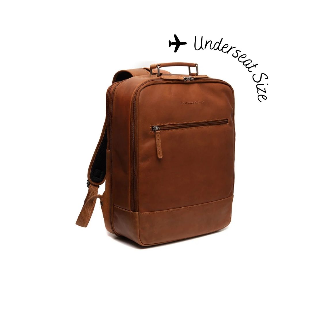 Cognac Leather Travel Backpack Jamaica, front view