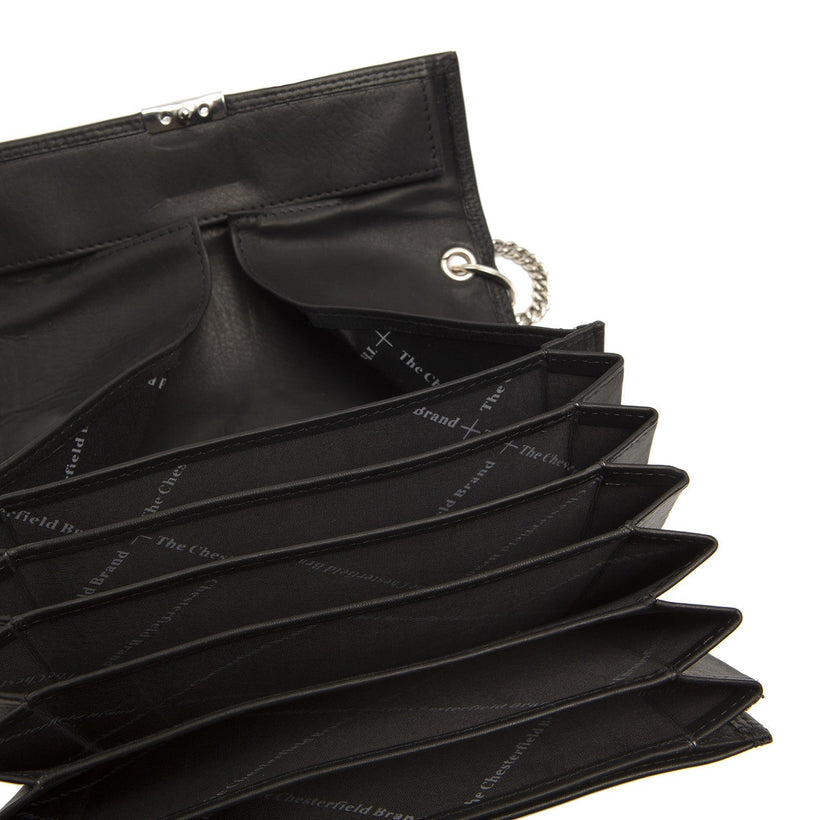 Black Leather Waiter Wallet Elba, front view