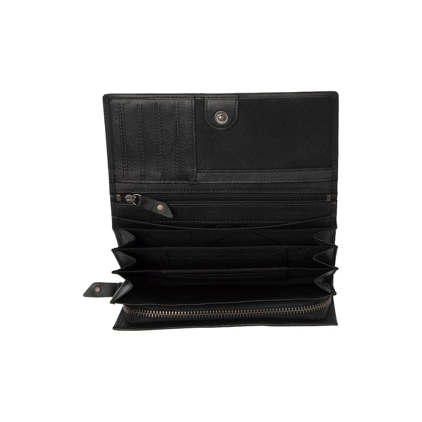 Black Leather Wallet Arvento, front view