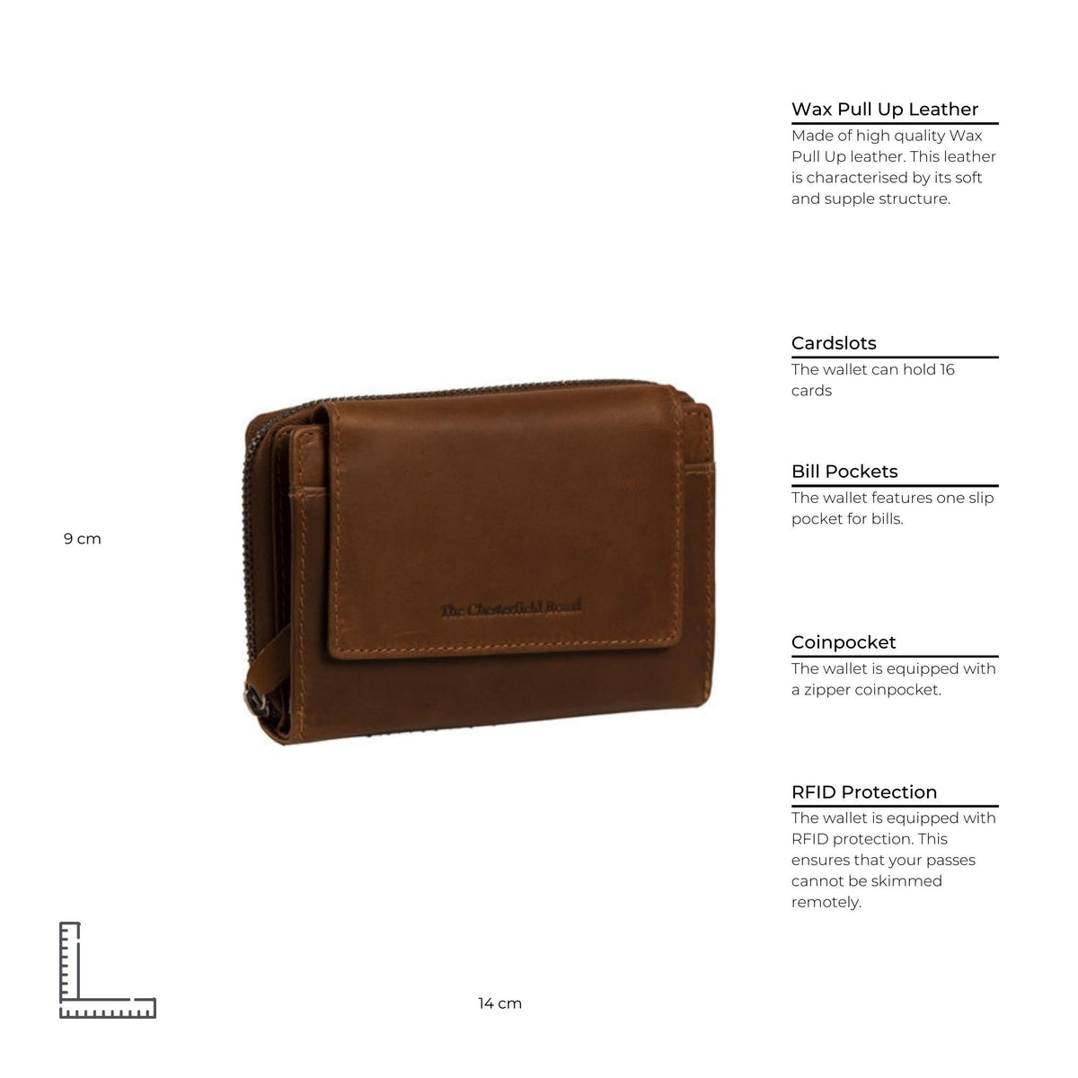 Cognac Leather Wallet Ascot, detail view 6